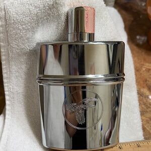 Vintage Wild Turkey Embossed Bird Flask in Chrome Outside.  Internal Glass.